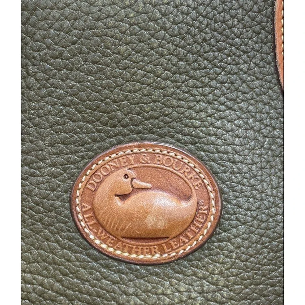 Vintage Dooney & Bourke AWL Leather Satchel Crossbody Bag Green USA Duck
